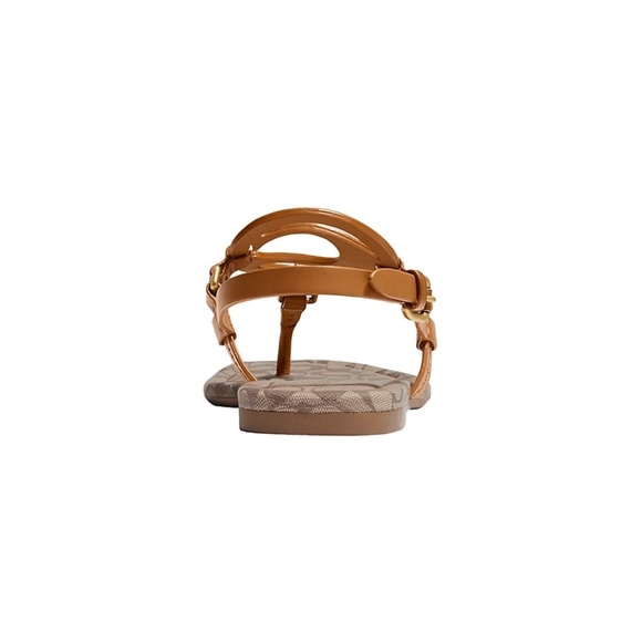 COACH Jeri Logo Brown Leather Flat Sandals 9 - Picture 3 of 11